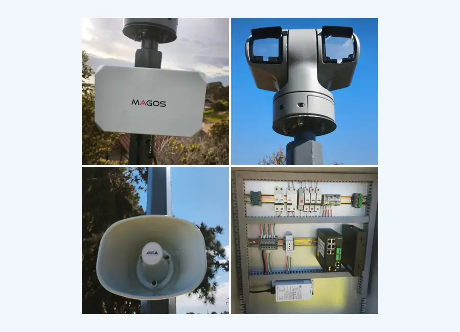 Equipos de radar, cámaras y audio utilizados en un proyecto de protección perimetral